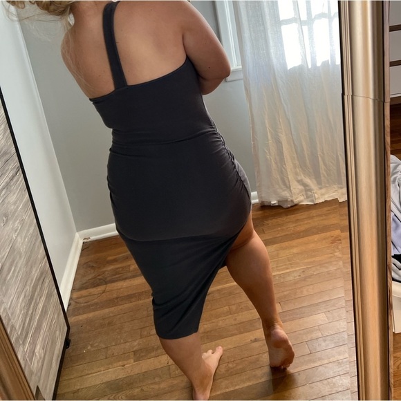 Heartloom Tricia Dress Grey Ribbed Midi One Shoulder XS - Picture 7 of 10